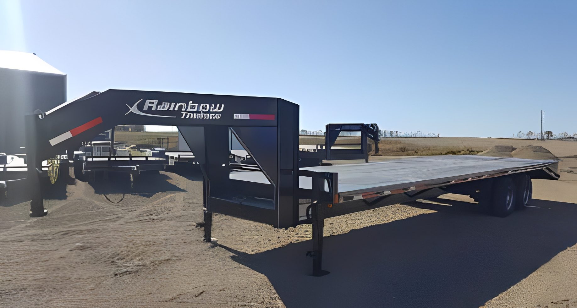 Industrial flatbed trailer in sunlight
