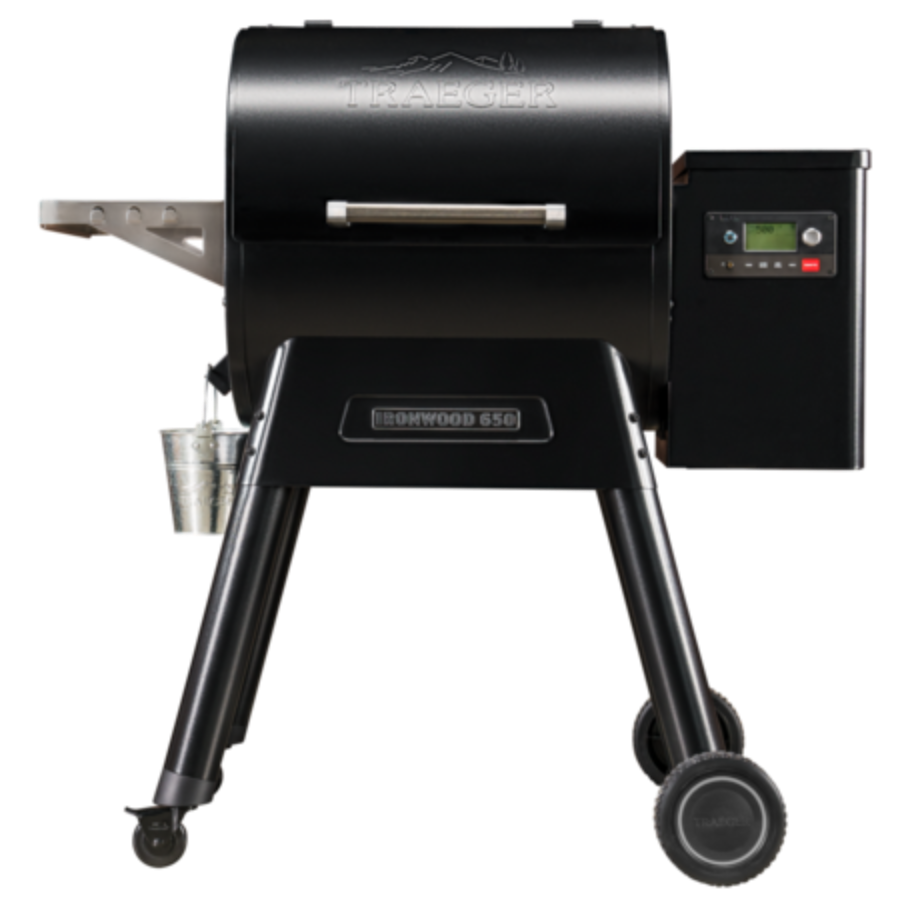Black outdoor pellet grill and smoker
