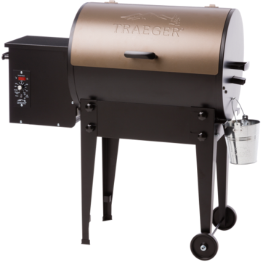 Black and bronze barbecue grill smoker