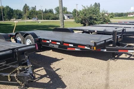 Industrial trailer with wooden deck