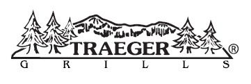 Traeger Grills logo with trees and mountains.