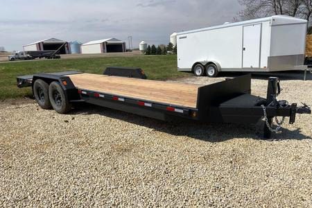 Empty trailer with wooden deck surface