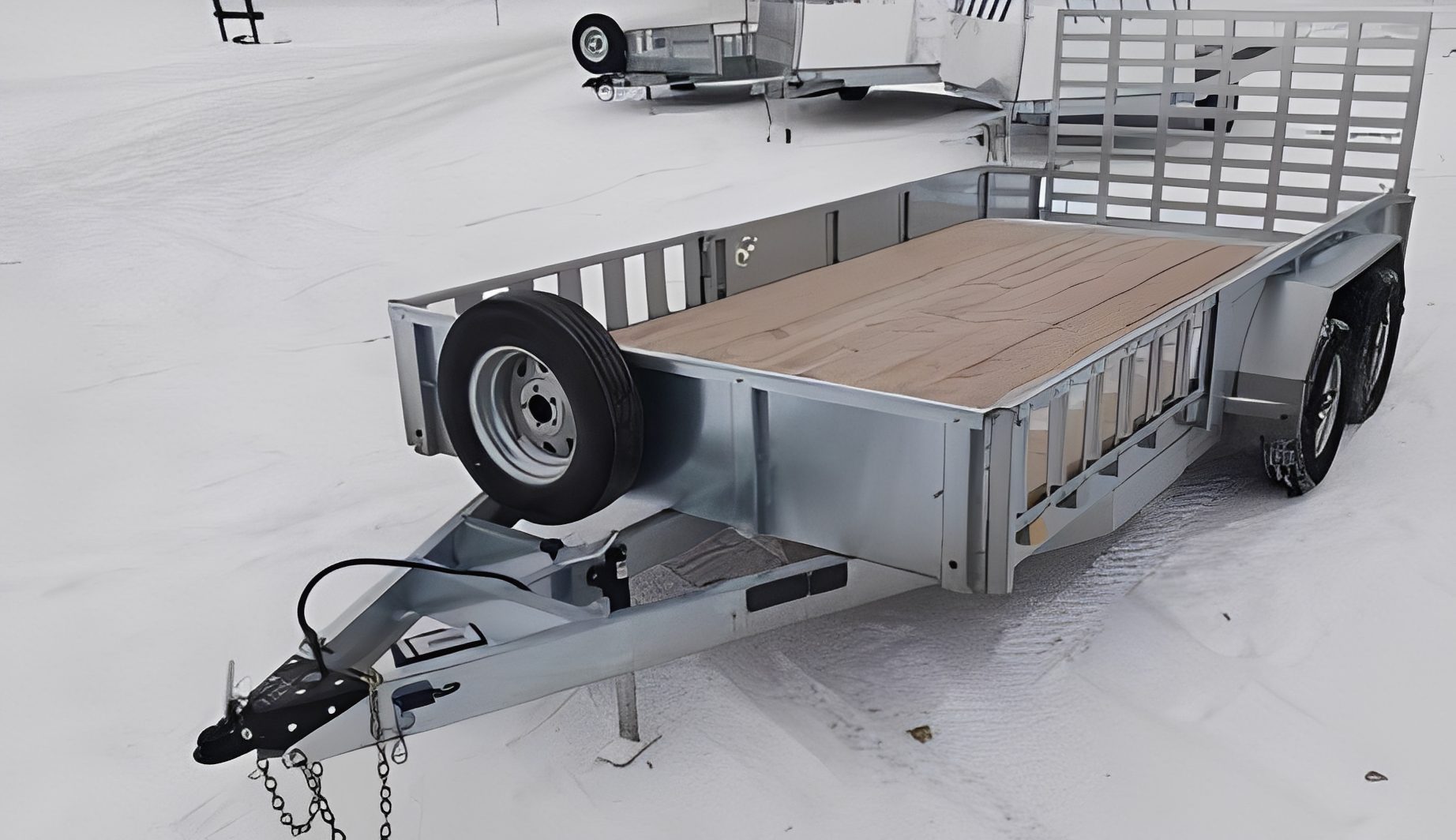 Metal trailer with spare wheel