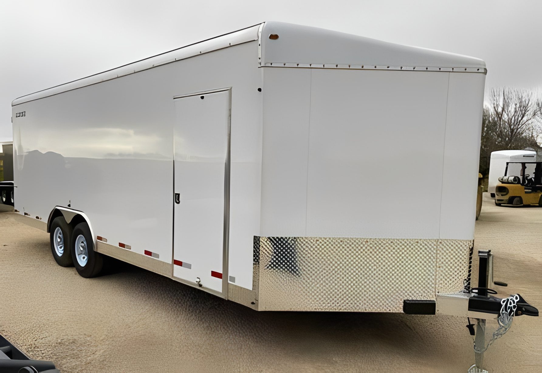 White enclosed cargo trailer
