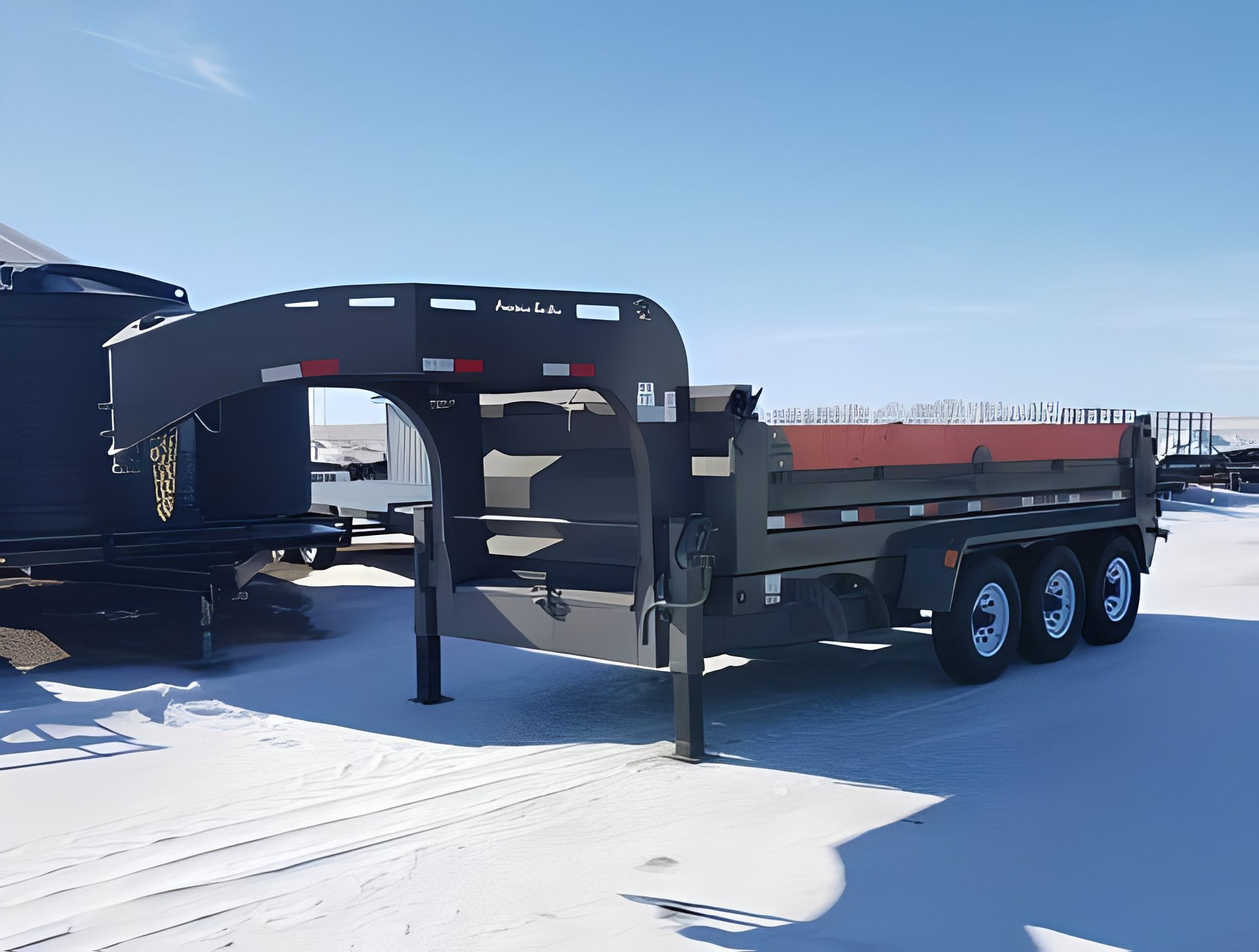 Gooseneck trailer on snowy ground