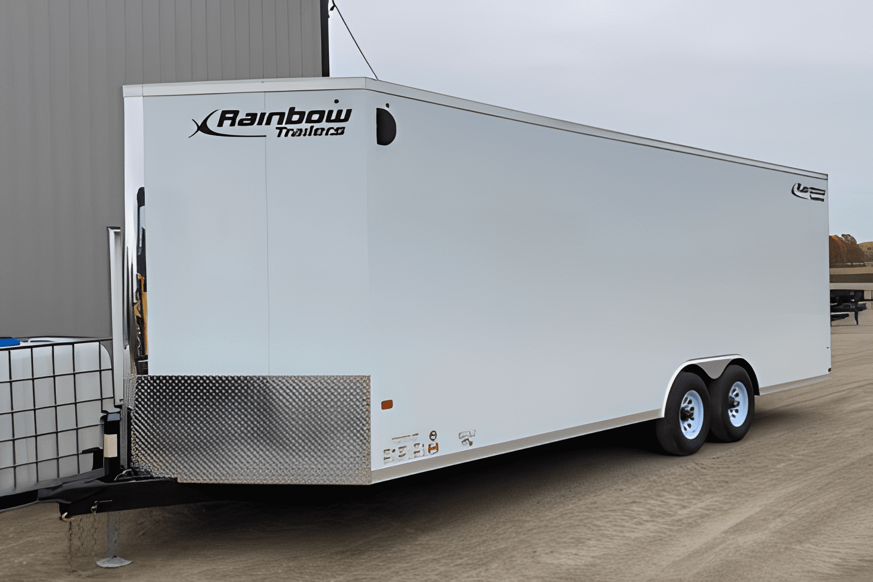 White cargo trailer parked outdoors