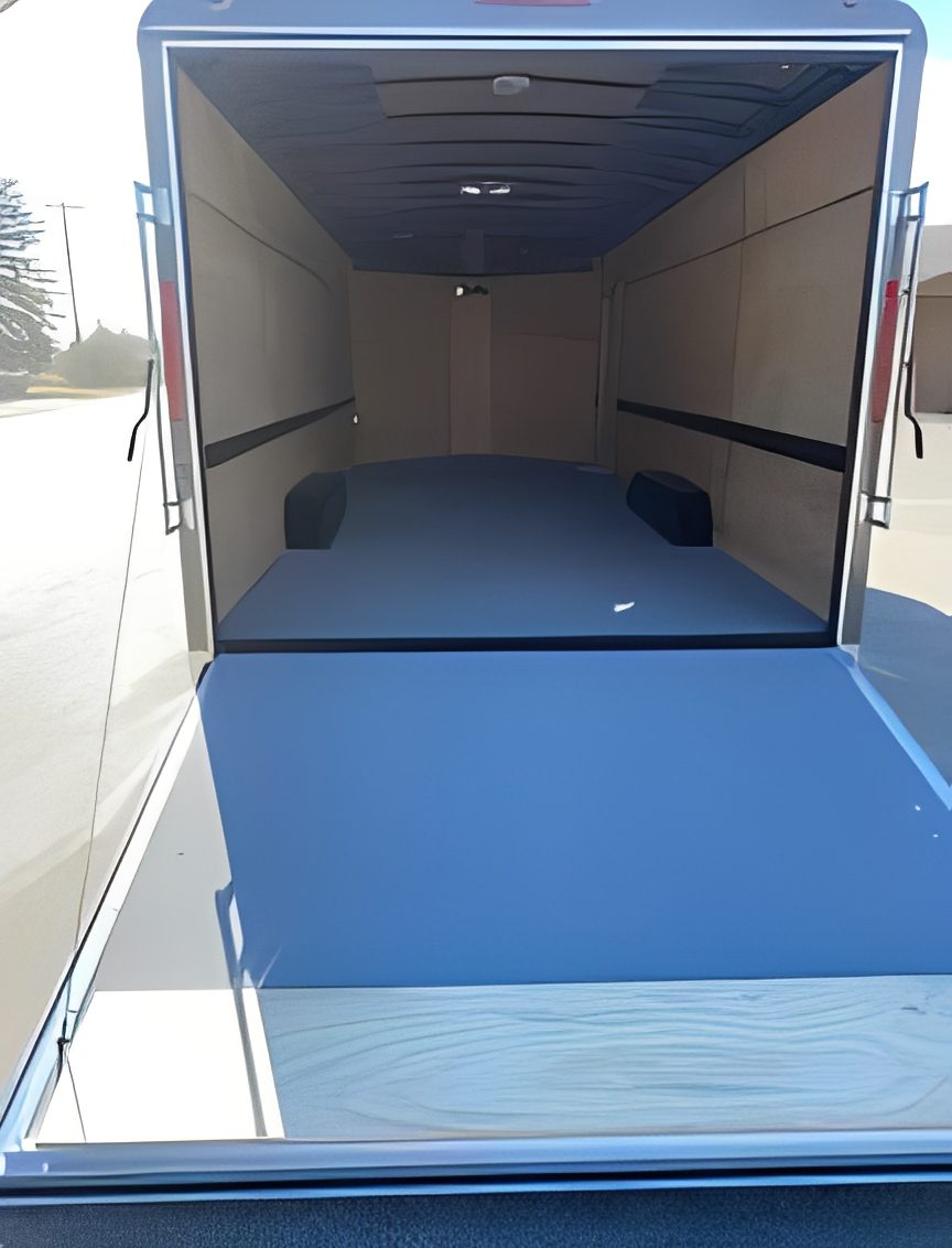 Empty open cargo trailer interior