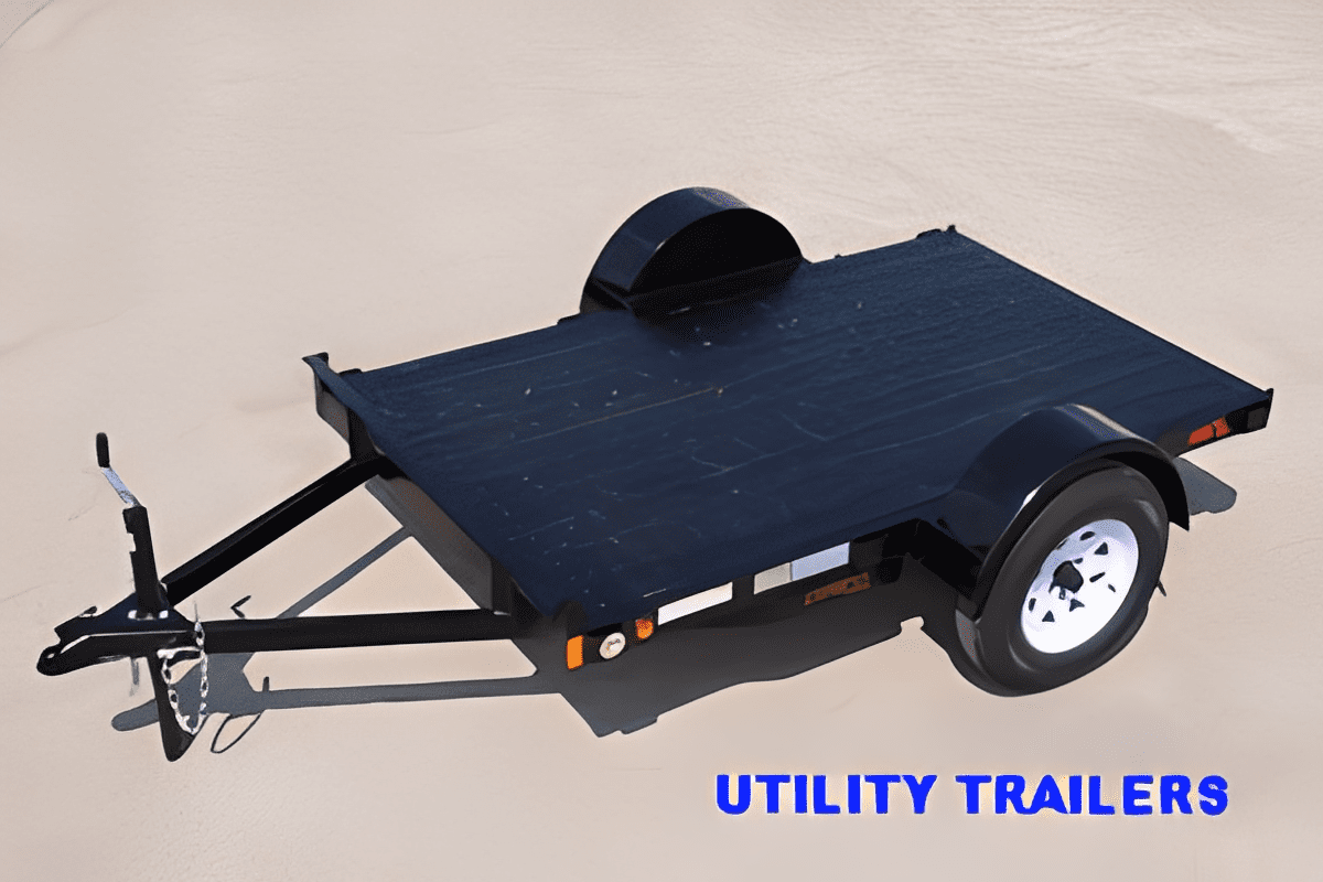 Flatbed utility trailer with two wheels